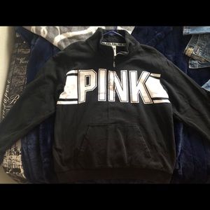 PINK half zip pullover black hoodie